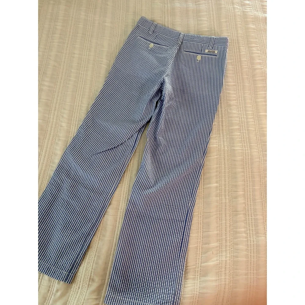 E-Land Kids Blue White Seersucker Striped Dress Pants Size 10 NWT 3610-804/L